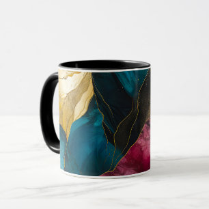 Taza Fusión de mármol teal y dorado de medianoche