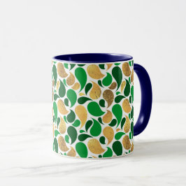 Taza Fusión de patrón de Purpurina verde y dorado