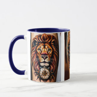 Taza "Fusión majestuosa: diseño de tatuaje de león y re