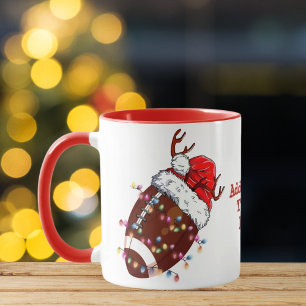 Taza Fútbol Americano ELF Santa Gorro Luces de Navidad