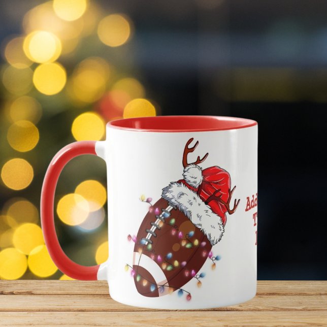 Taza Fútbol Americano ELF Santa Gorro Luces de Navidad (Subido por el creador)