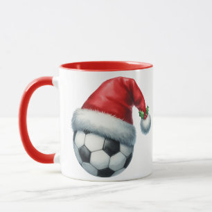 Taza Fútbol con sombrero de Santa