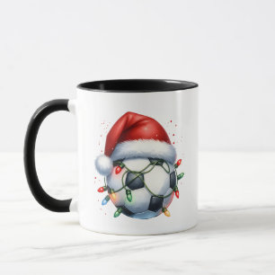 Taza Fútbol navidad pelota Navidades Santa Hat