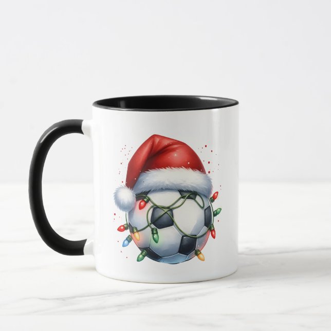 Taza Fútbol navidad pelota Navidades Santa Hat (Izquierda)