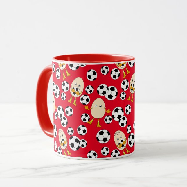 Taza Fútbol Patrón de Huevos Café Mug (Anverso izquierdo)