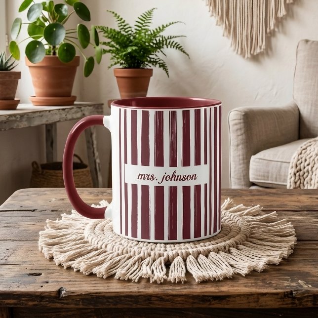 Taza Futurama Sra | Fiesta de Soltera de Rayas Rojas Pe (Personalized Red Stripes Future Mrs | Wedding | Bachelorette Party | Bridal Party Coffee Mug)