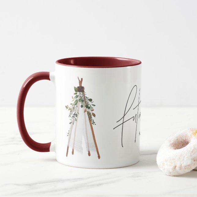 Taza Futuro bohemio Sr. teepee contemporáneo botánico (Con donut)
