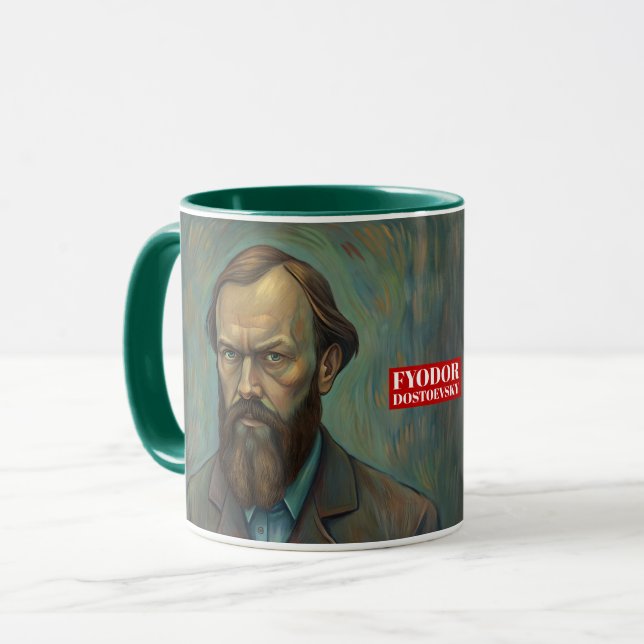 Taza Fyodor Dostoevsky cita a escritores rusos (Anverso izquierdo)