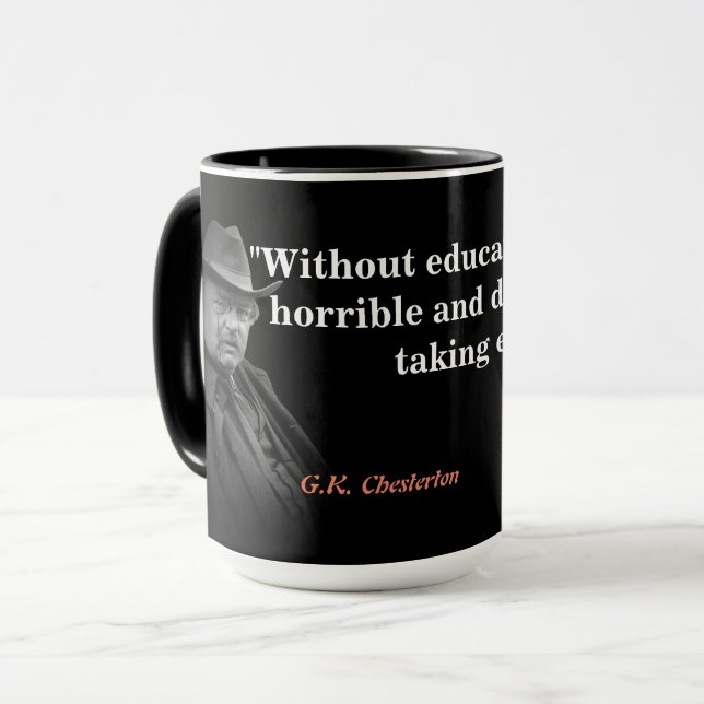Taza G.K. Cita de Chesterton en la educación (Anverso izquierdo)
