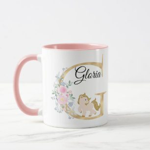 Taza G letra monograma de nombre personalizado con pony