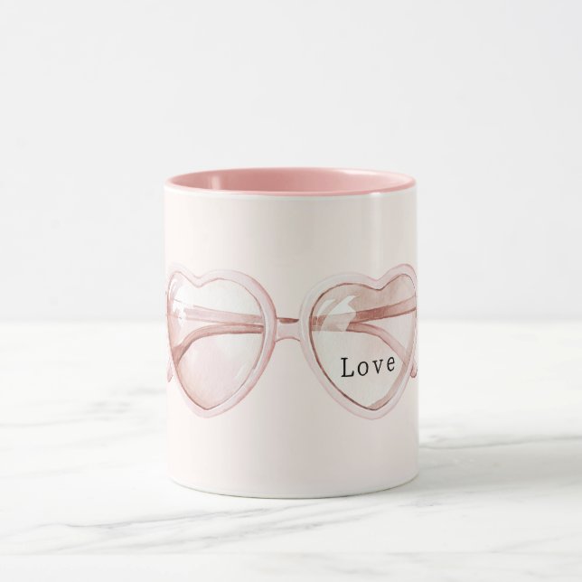 Taza Gafas de Corazón Rosa Amor (Centro)