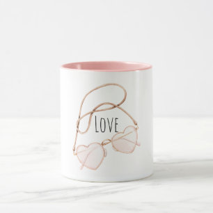 Taza Gafas de Corazón Rosa Claro