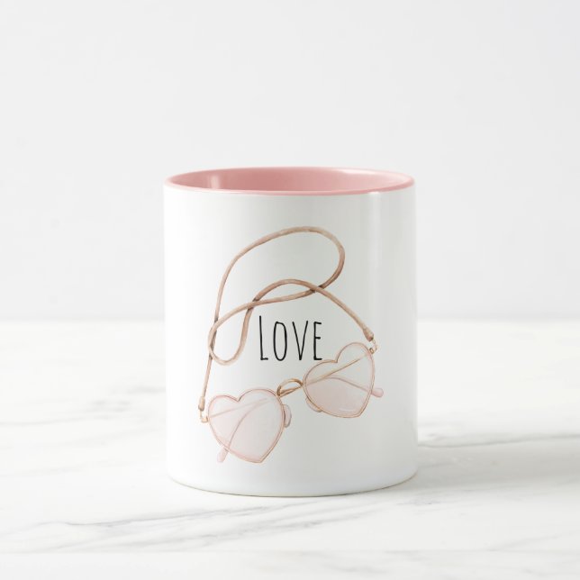 Taza Gafas de Corazón Rosa Claro (Centro)
