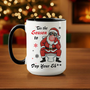 Taza Gafas de sol divertidas de Papá Noel en Navidad Tr