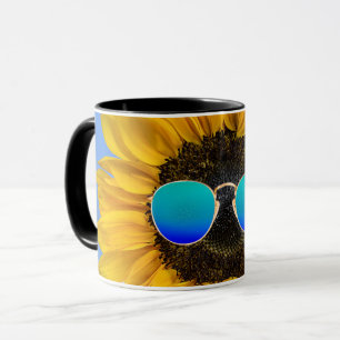Taza Gafas de sol retro en girasol