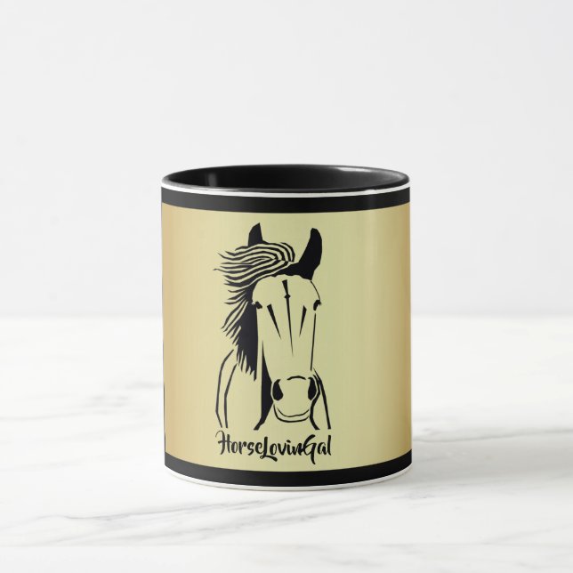 Taza Gal Mug, un caballo de oro y negro artístico (Centro)