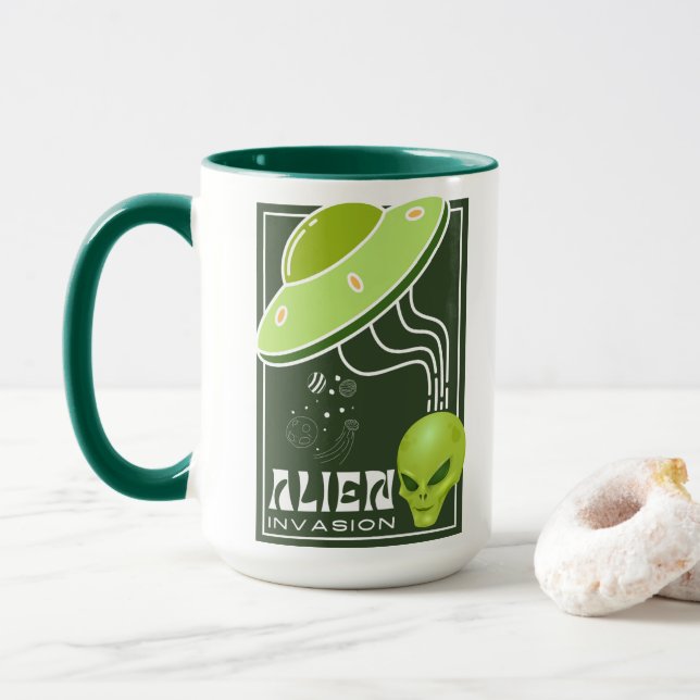 Taza Galaxia Alien Invasion UFO (Con donut)