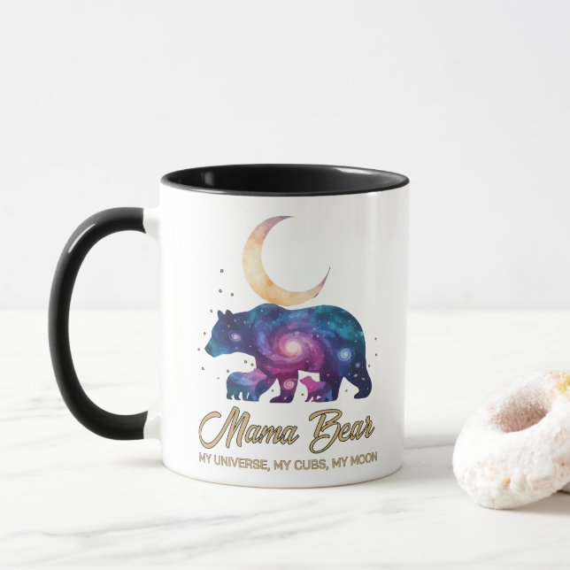 Taza Galaxy Mama Bear & Cubs Moon Silhouette (Con donut)