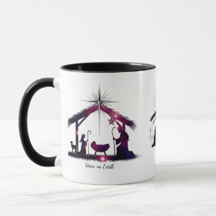 Taza Galaxy Nativity Peace on Earth Modern Combo
