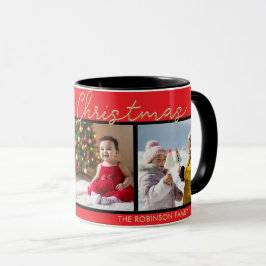 Taza Galería de 3 fotos de Rojo Festivo Feliz Navidad