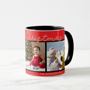 Taza Galería de 3 fotos de Rojo Festivo Feliz Navidad