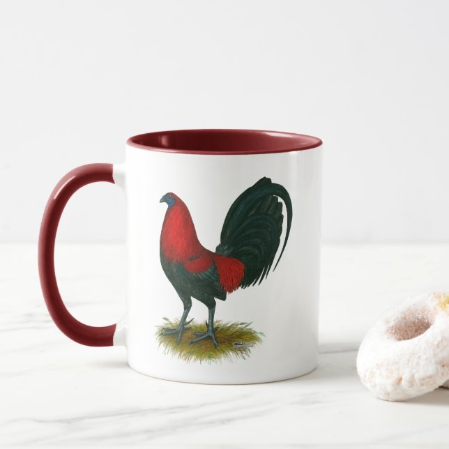 Taza Gallero Americano:  Pardo Rojo (Con donut)