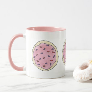 Taza Galleta de azúcar rosa con espuma de azúcar espolv