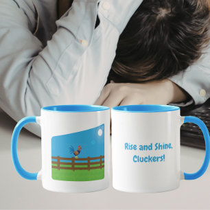 Taza Gallinas divertidas, levántate y brilla Gallo