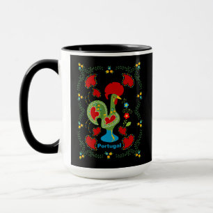 Taza Gallo de Barcelos portugués de la suerte de color