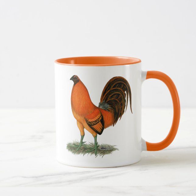 Taza Gallo del rojo del jengibre del gallo de pelea (Derecha)