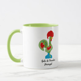 Taza Gallo portugués de suerte en color verde