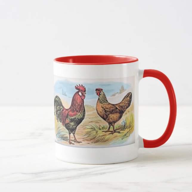 Taza Gallo y gallina de la impresión del pollo del (Derecha)