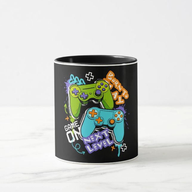 Taza Game controllers Graffiti  Gaming Born To Play  (Centro)