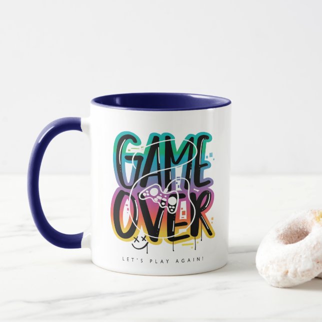 Taza Game over graffiti joystick gamer (Con donut)