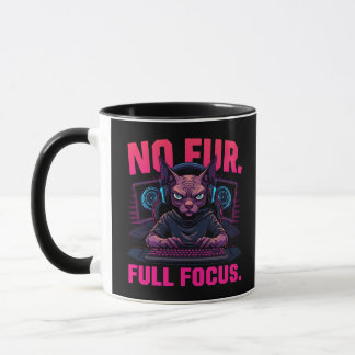Taza Gamer de gato Sphynx sin pelo con enfoque total