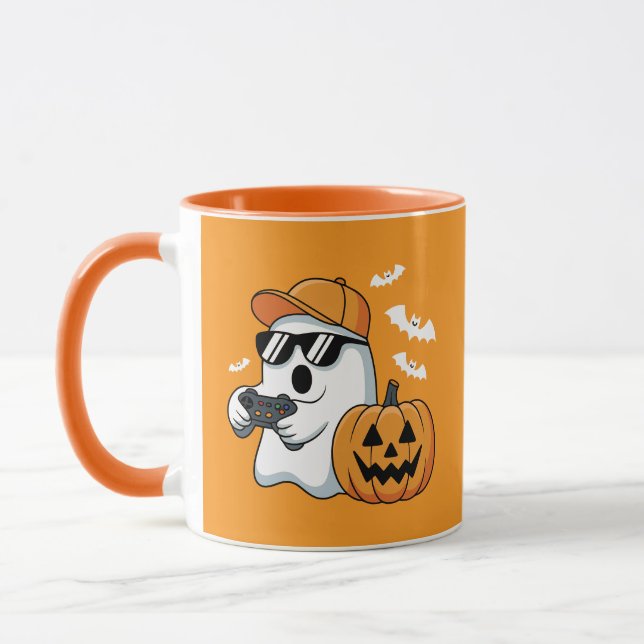 Taza Gamer Ghost Pumpkin Controller Halloween Cool (Izquierda)