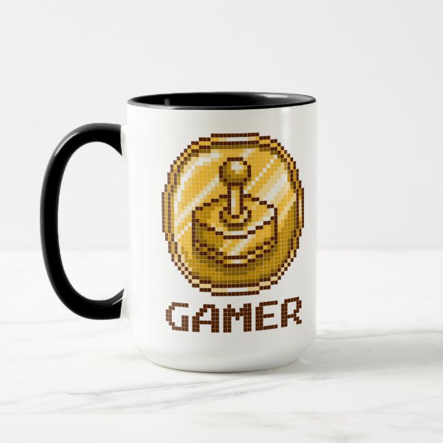 Taza Gamer Pixel Joystick Emblem - Retro Gaming (Izquierda)