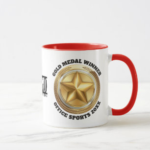 Taza ganador de medalla de oro en competencia deportiva