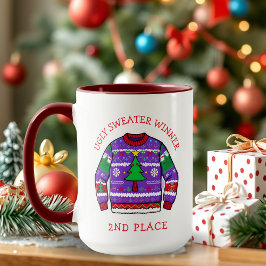 Taza Ganador de Segundo Lugar de Suéter Feo de Navidad