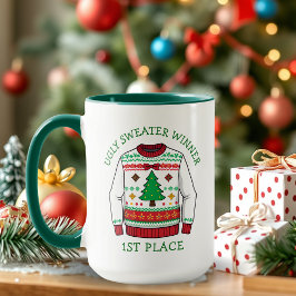 Taza Ganador de suéter feo del primer lugar Navidad