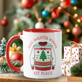 Taza Ganador de suéter feo del primer lugar Navidad