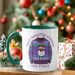 Taza Ganador de Tercer Lugar de Jersey Feo de Navidad