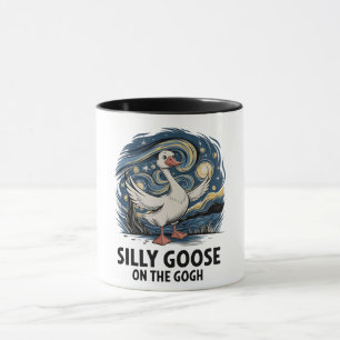 Taza Ganso tonto en el Gogh Parodia divertida Gansos Pá