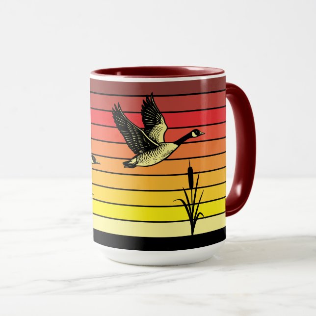 Taza Gansos Voladores & Puesta de Sol Retro (Anverso derecho)