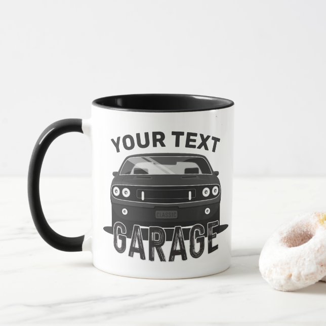 Taza Garage Retro de Coche Musculoso Clásico con NOMBRE (Con donut)