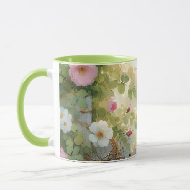 Taza Garden Rose Bird Watercolor Scene (Izquierda)