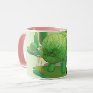 Taza Gardeneradores de gatos y Bush de animales verdes