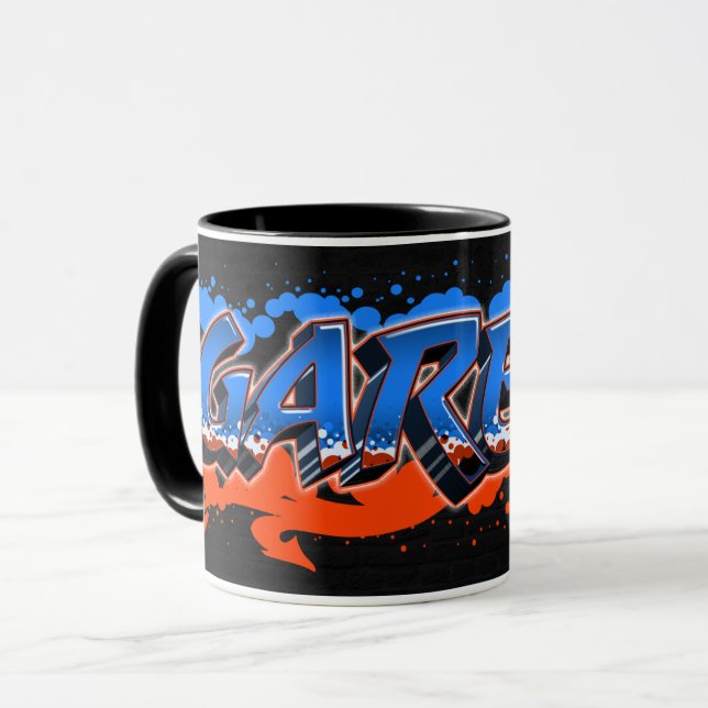 Taza Gareth Vorname Name Graffiti blue orange Tasse (Anverso izquierdo)