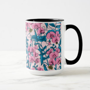 Taza Garzas y abejorros dulces, rosa y azul