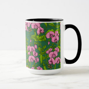 Taza Garzas y abejorros dulces, verdes y rosas
